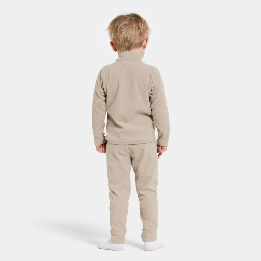 Didriksons Monte Kids Fleece Leggings in Beige.  Ideal for layering when skiing early season, high resports or Lapland Holidays 