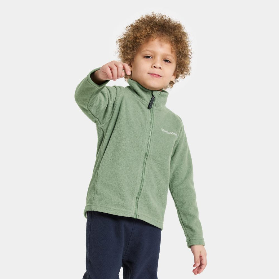 Kids Skiing Fleece - Didriksons Monte Fleece Jacket - Light Moss 