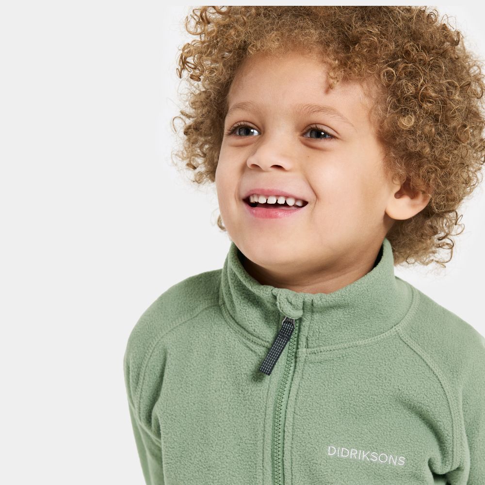 Kids Skiing Fleece - Didriksons Monte Fleece Jacket - Light Moss 