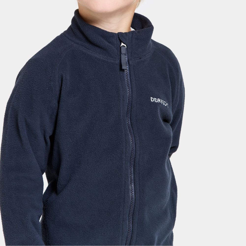 Kids Skiing Fleece - Didriksons Monte Fleece Jacket - Navy 