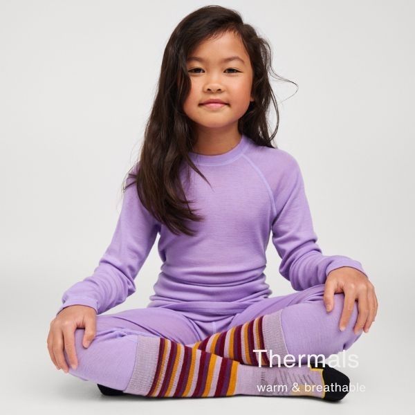 Kids Ski Thermals - merino and warm thermals for skiing and Lapland holidays 