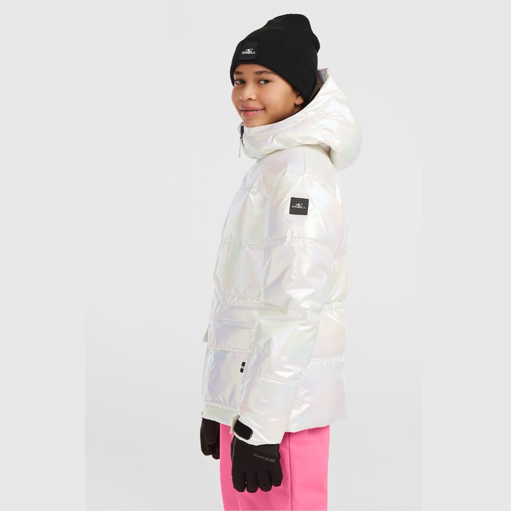 O'Neill Cruz Puffer Snow Jacket - Pearl.  Girls Ski Jacket with pearl finish
