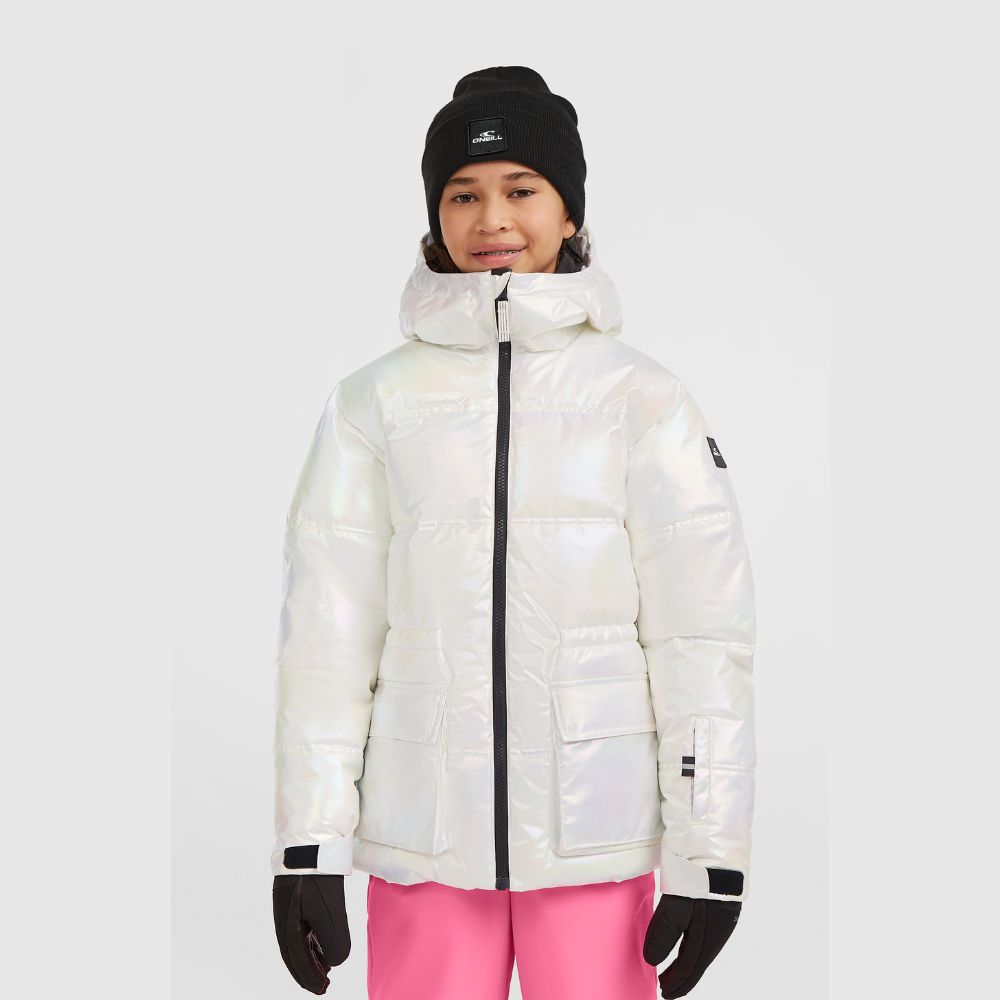 O'Neill Cruz Puffer Snow Jacket - Pearl.  Girls Ski Jacket with pearl finish