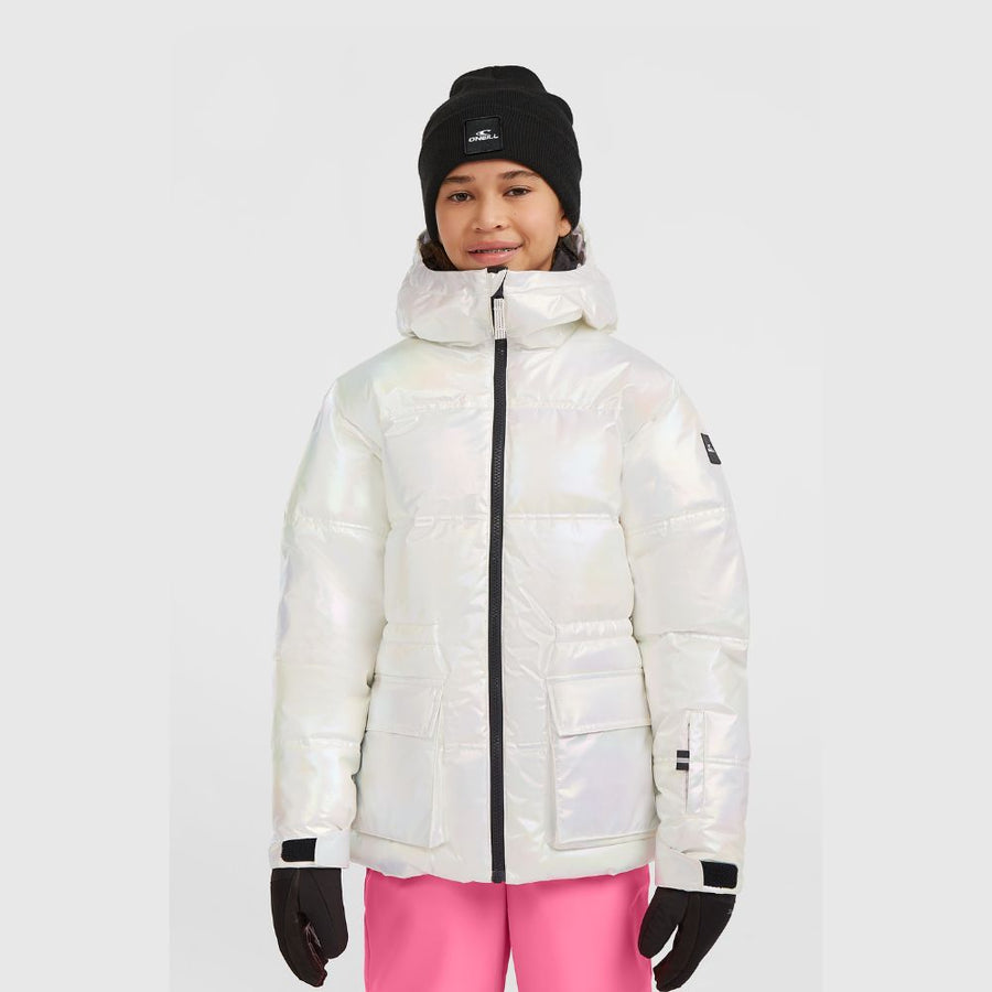 O'Neill Cruz Puffer Snow Jacket - Pearl.  Girls Ski Jacket with pearl finish