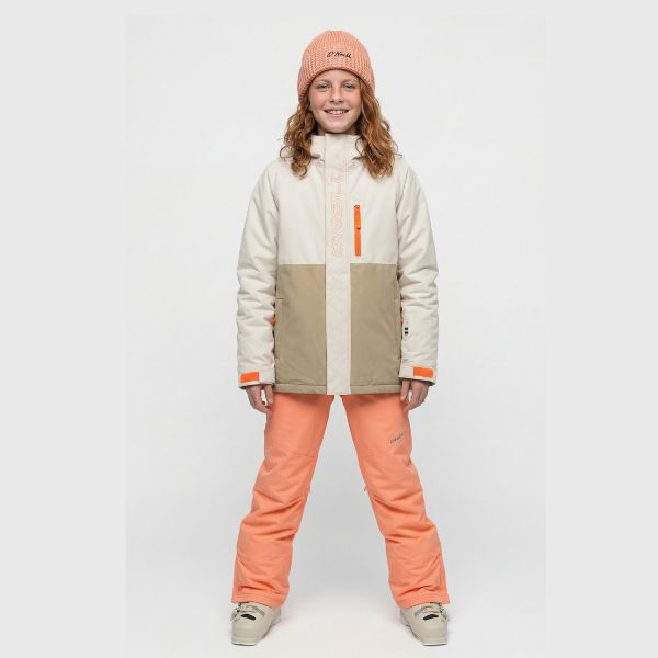 O'Neill Cruz Raglan Girls Ski Jacket - Linen White Colour Block&nbsp;