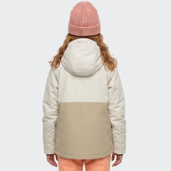 O'Neill Cruz Raglan Girls Ski Jacket - Linen White Colour Block&nbsp;