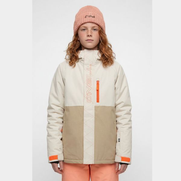 O'Neill Cruz Raglan Girls Ski Jacket - Linen White Colour Block&nbsp;
