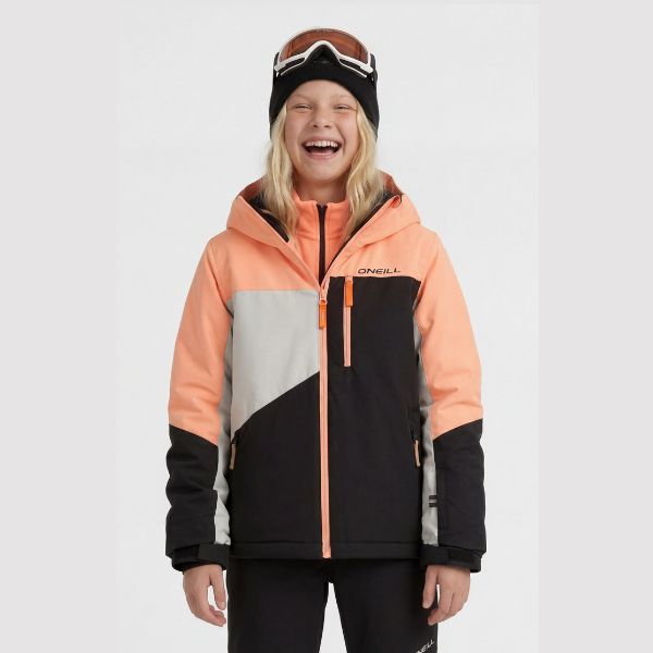 O'Neill Cruz Triple Girls Ski Jacket - Funky Peach Colour Block