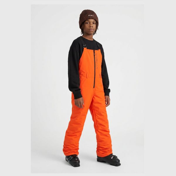 O'Neill Cruz Bib Snow Pants - Tokyo Lights. Neon orange kids bib ski pants