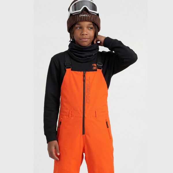 O'Neill Cruz Bib Snow Pants - Tokyo Lights. Neon orange kids bib ski pants