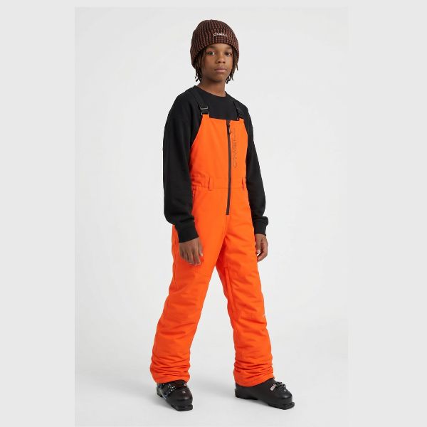 O'Neill Cruz Bib Snow Pants - Tokyo Lights. Neon orange kids bib ski pants