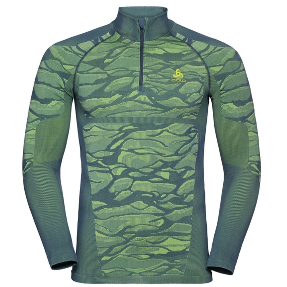 Odlo Men's Base Layer Top & 3/4 Bottoms Bundle - Blackcomb Sea/Yellow