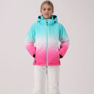 Gradient Pink and Blue Girls Ski Jacket - 10,000 Waterproof 