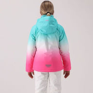 Gradient Pink and Blue Girls Ski Jacket - 10,000 Waterproof 