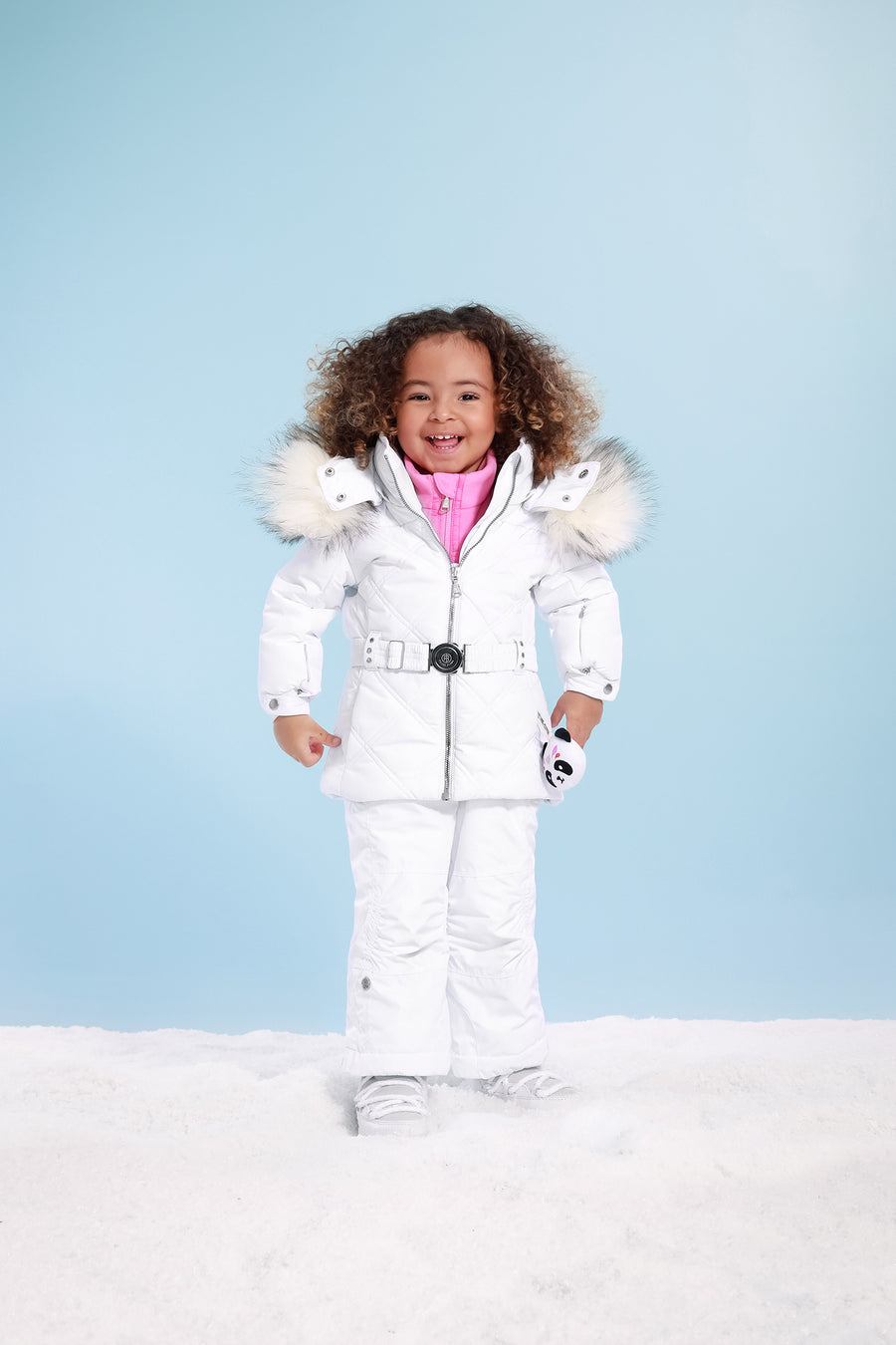 Poivre Blanc Girls Ski Jacket & Ski Pants Bundle - White/Glory Pink