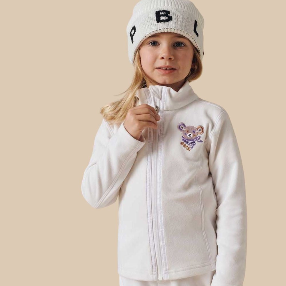 Poivre Blanc Girls Ski Micro Fleece Jacket - White