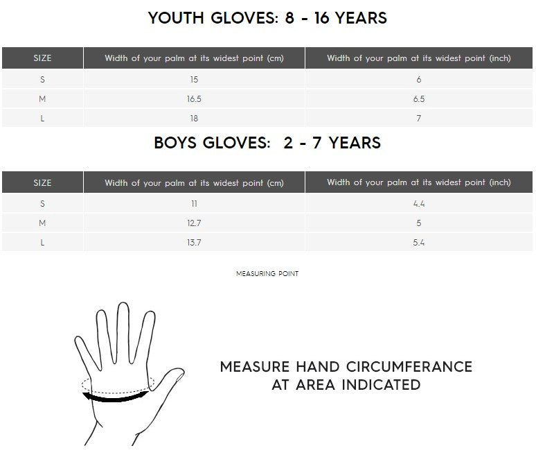 kids ski mittens size guide