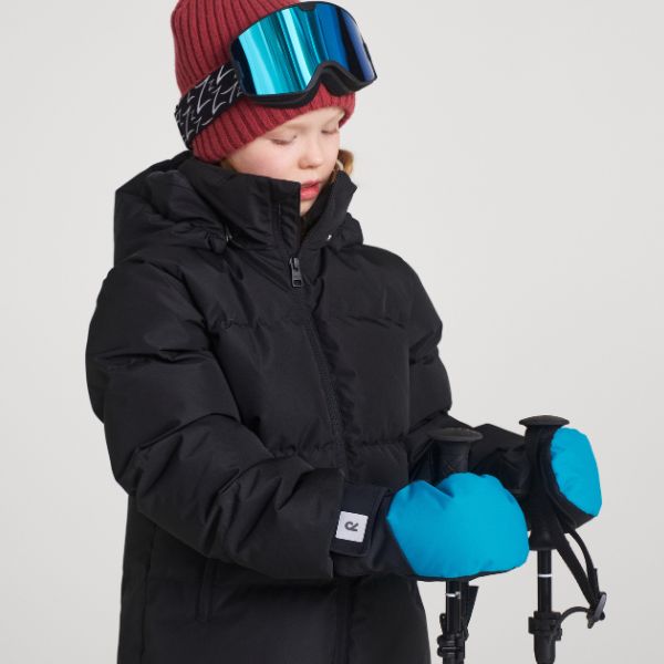 Waterproof, warm Reima Lapases Primaloft Kids Ski Mittens, Aquatic Blue