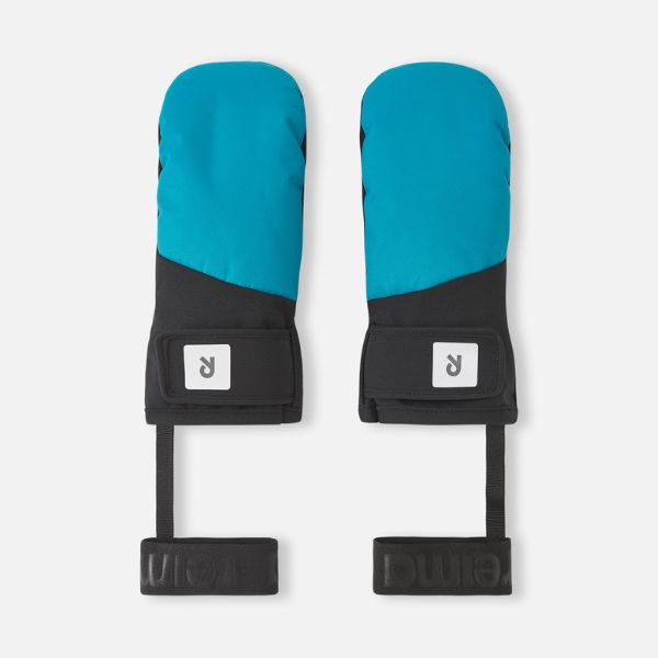 Waterproof, warm Reima Lapases Primaloft Kids Ski Mittens, Aquatic Blue