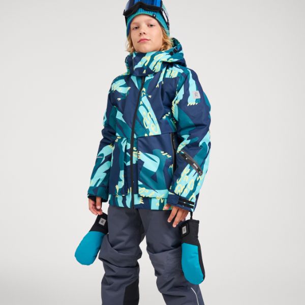 Waterproof, warm Reima Lapases Primaloft Kids Ski Mittens, Aquatic Blue