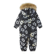 Toddler Snowsuit - Reima Lappi Waterproof Snowsuit, Black Flower.  Perfect for Lapland and Skiing Holidays