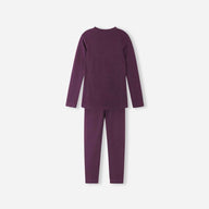 Reima Taitoa Super Soft Merino Thermal Set, Deep Purple, Kids Thermals, Little Skiers