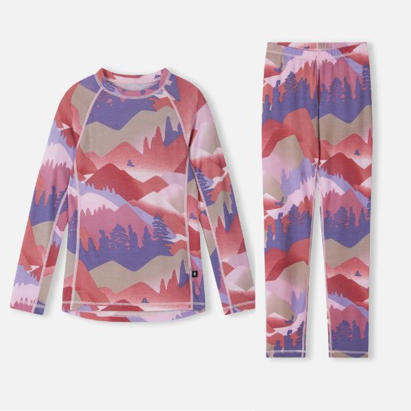 Reima Taitoa Super Soft Merino Thermal Set, Grey Pink