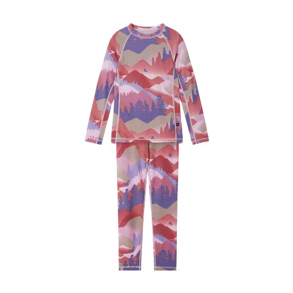 Reima Taitoa Super Soft Merino Thermal Set, Grey Pink