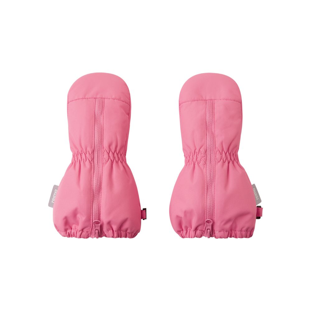 Reima Tassuin Toddler Snow Mittens, Soft Coral. Long zip and well padded with insulation for skiing and Lapland holidays