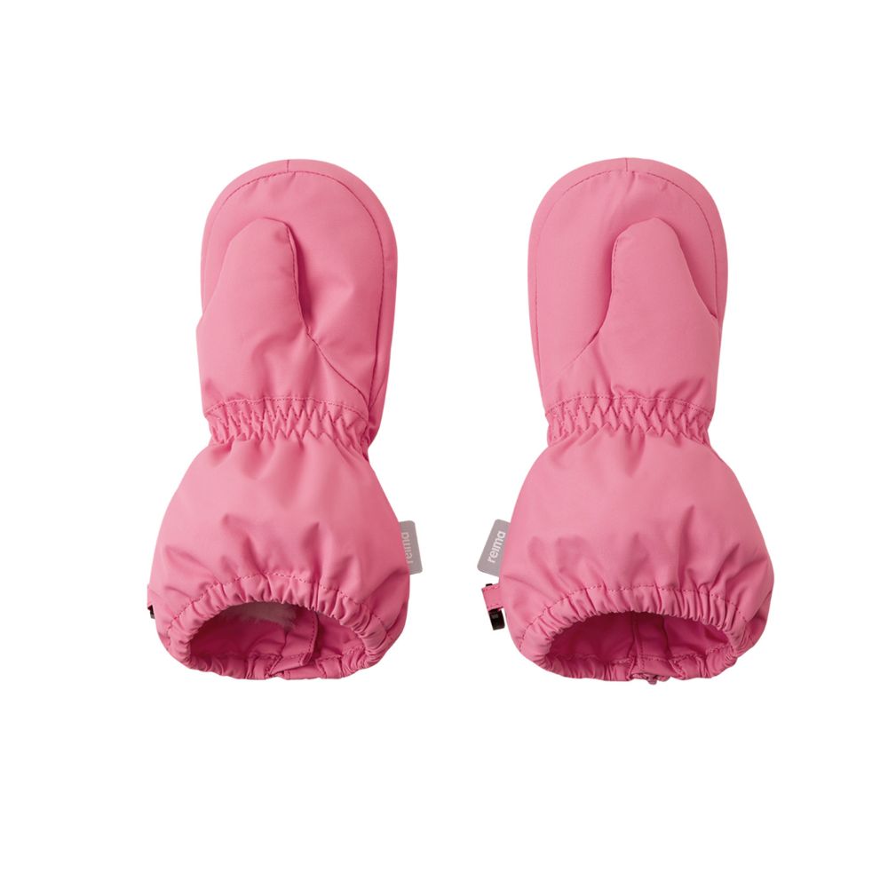 Reima Tassuin Toddler Snow Mittens, Soft Coral. Long zip and well padded with insulation for skiing and Lapland holidays
