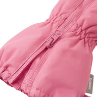 Reima Tassuin Toddler Snow Mittens, Soft Coral. Long zip and well padded with insulation for skiing and Lapland holidays