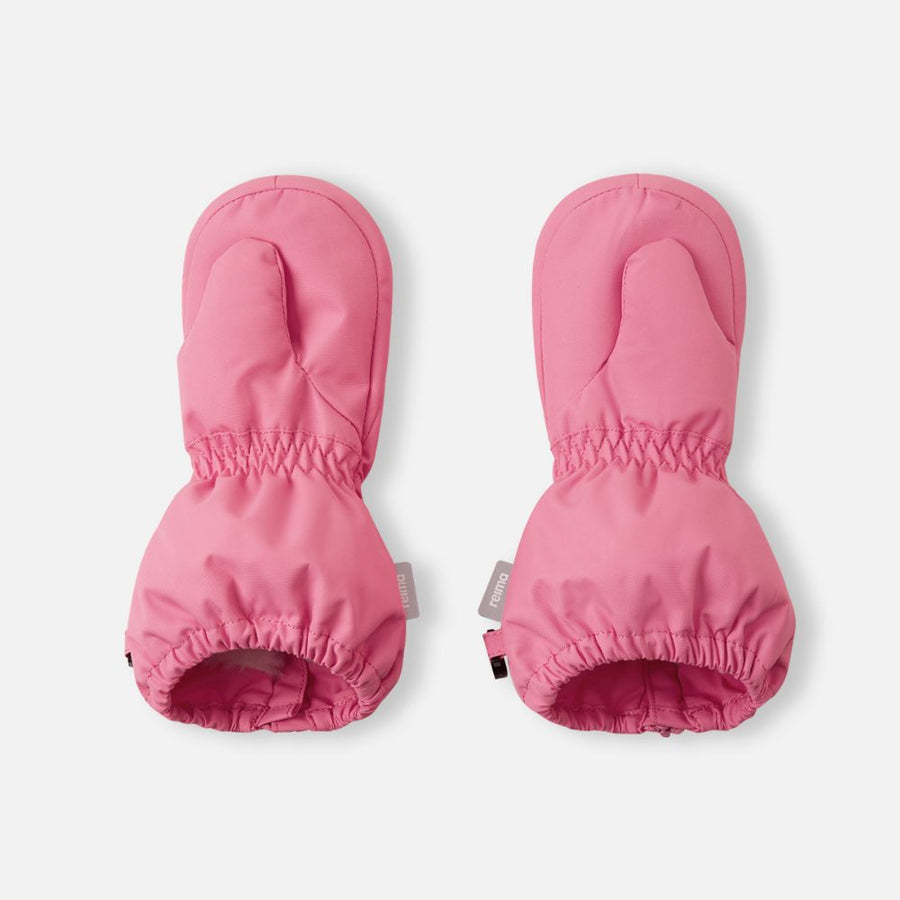 Reima Tassuin Toddler Snow Mittens, Soft Coral. Long zip and well padded with insulation for skiing and Lapland holidays