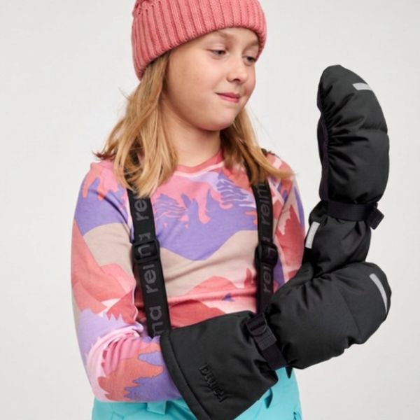 Super Warm Kids Ski Mittens - Reima Vanukko, Black