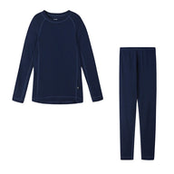 Reima Taitoa Super Soft Merino Thermal Set, Navy, Kids Thermals, Little Skiers