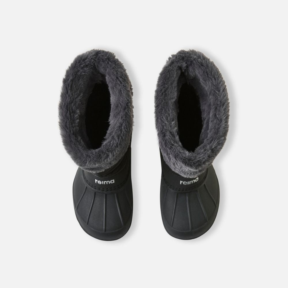 Reima Muhvari Kids Snow Boots, Black with a white or black fur trim
