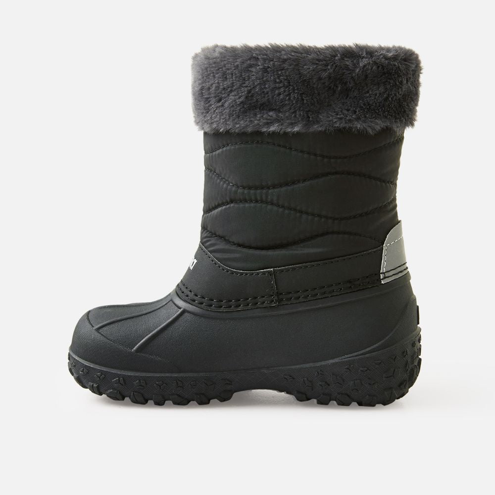 Reima Muhvari Kids Snow Boots, Black with a white or black fur trim
