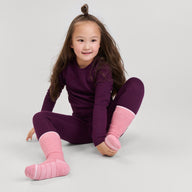 Reima Taitoa Super Soft Merino Thermal Set, Deep Purple, Kids Thermals, Little Skiers