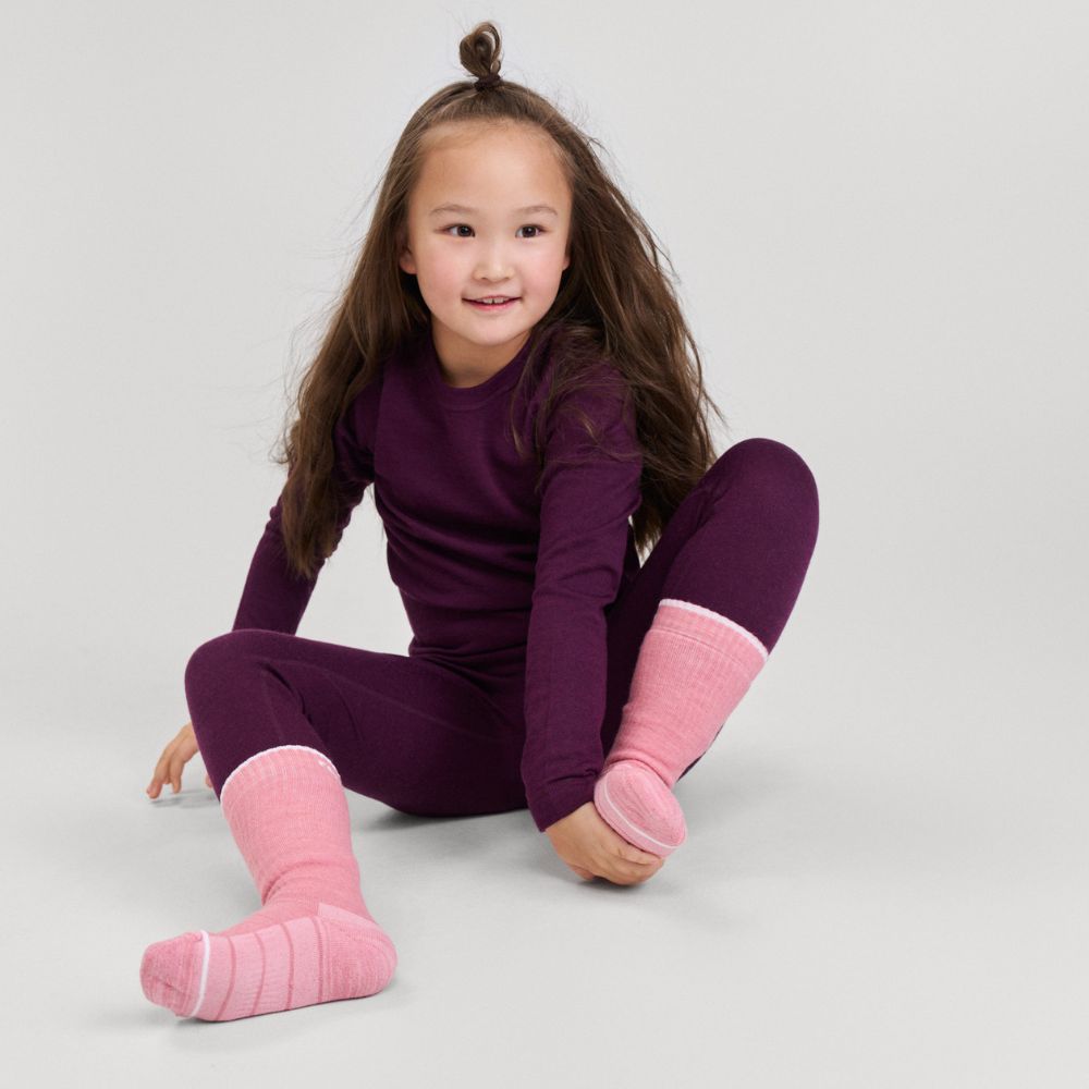 Reima Taitoa Super Soft Merino Thermal Set, Deep Purple, Kids Thermals, Little Skiers