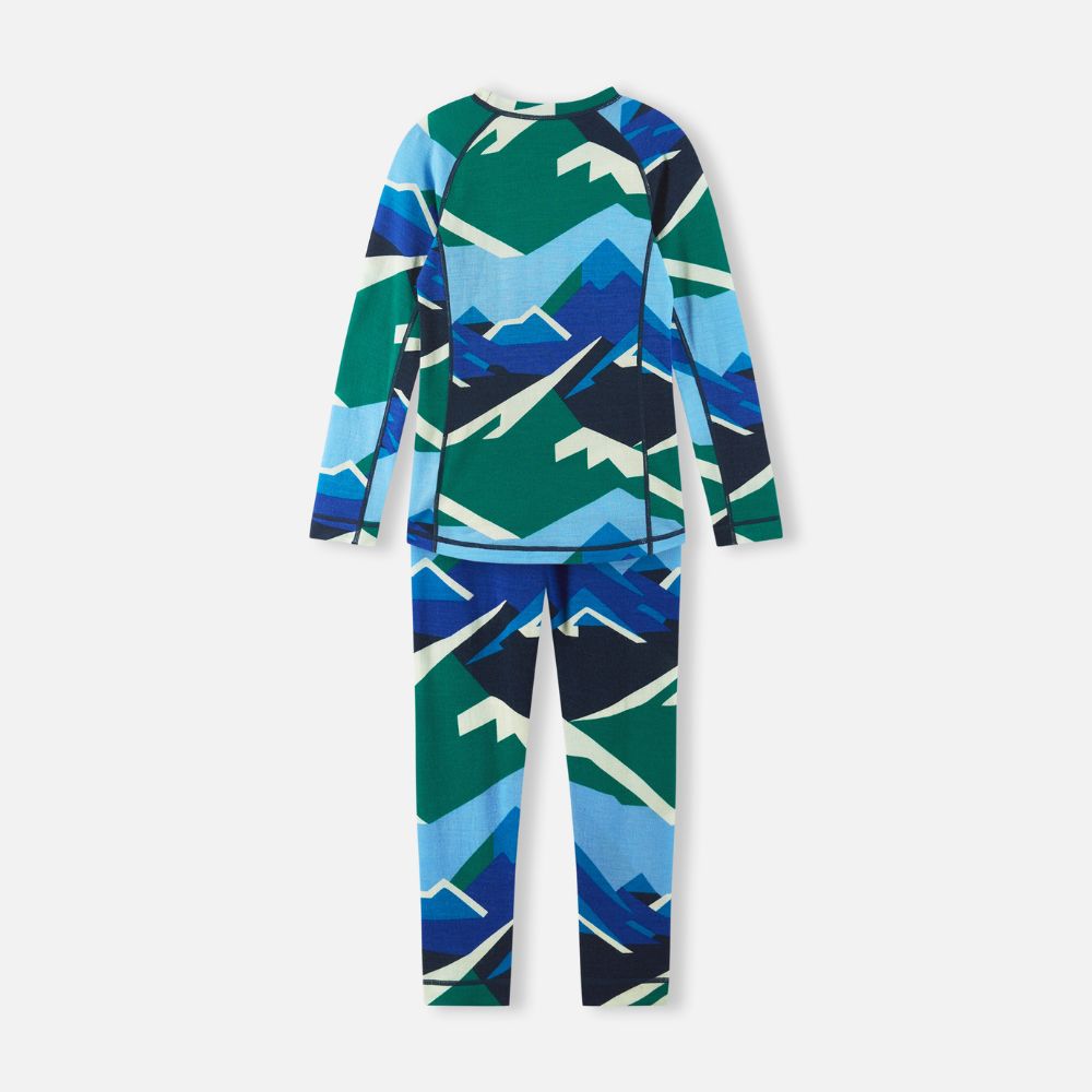Reima Taitoa Super Soft Merino Thermal Set, Navy Pattern.  Perfect for skiing and Lapland holidays 