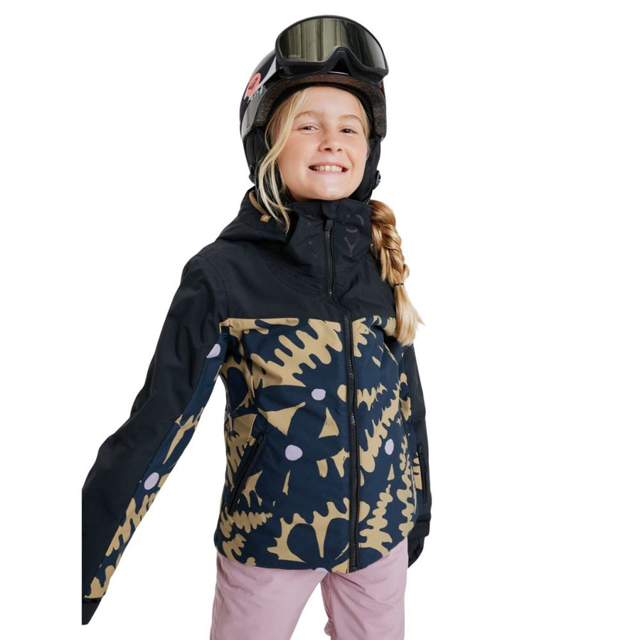 Roxy Free Jet Block Girls Ski Jacket - Fennel Seed Big Flower