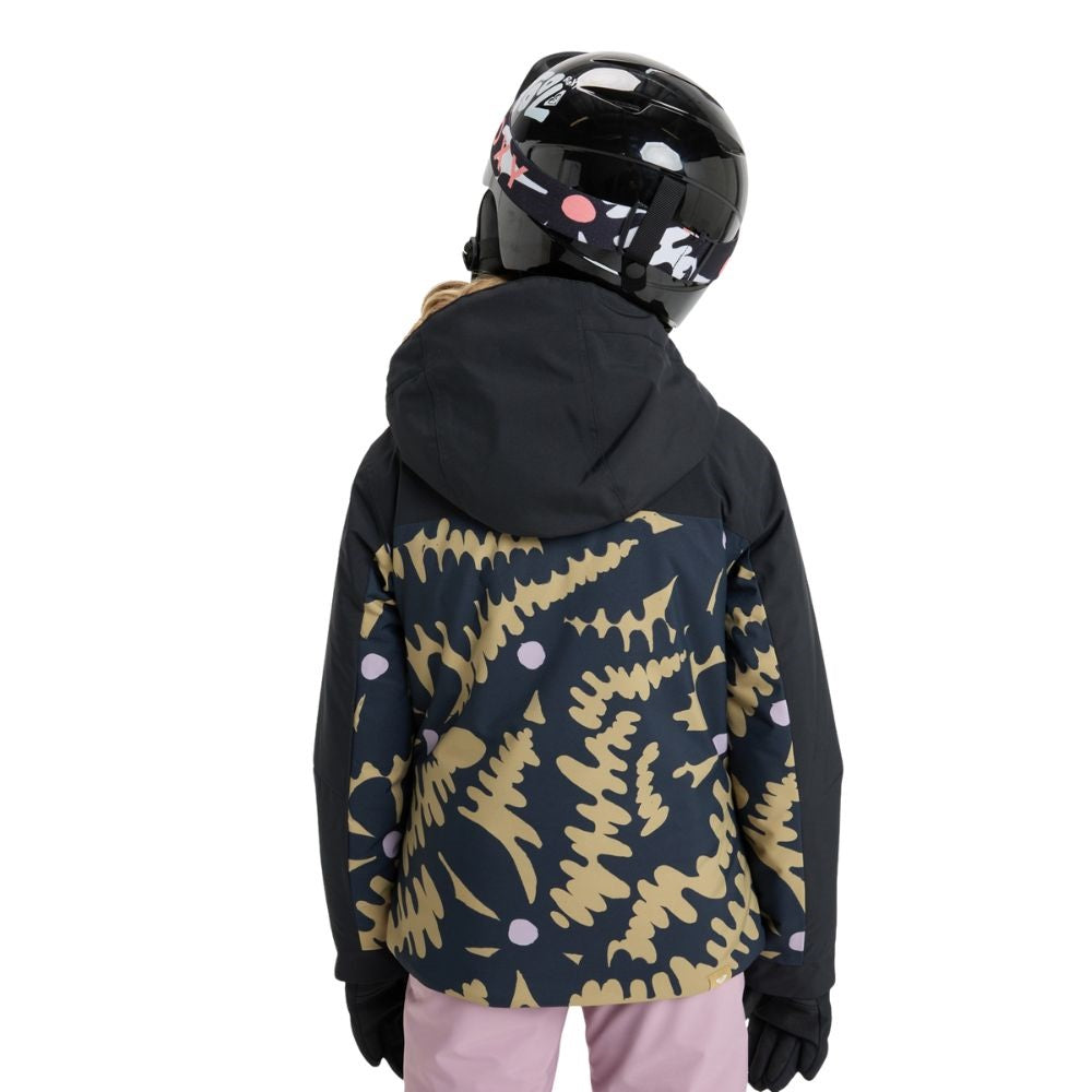 Roxy Free Jet Block Girls Ski Jacket - Fennel Seed Big Flower