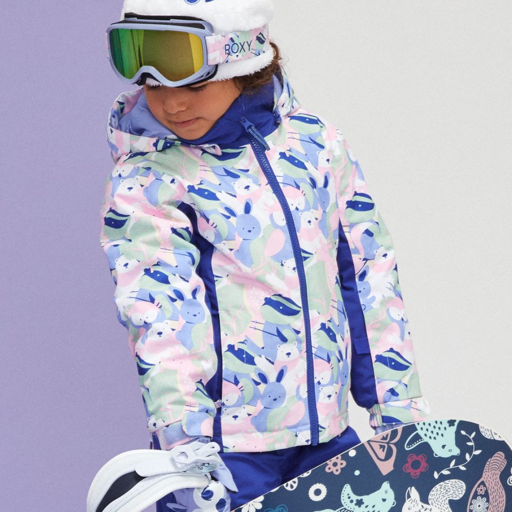 Roxy Snowy Tale Girls Ski Jacket, Ski Pants & Mittens Bundle