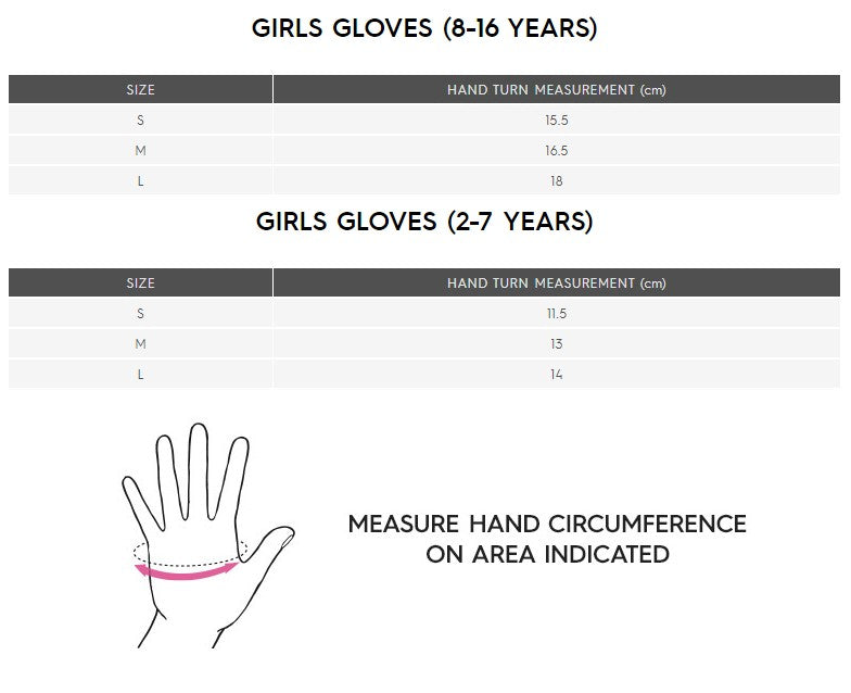 kids ski mittens size guide