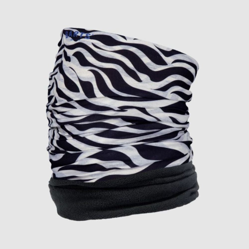 ski neck warmer in zebra print