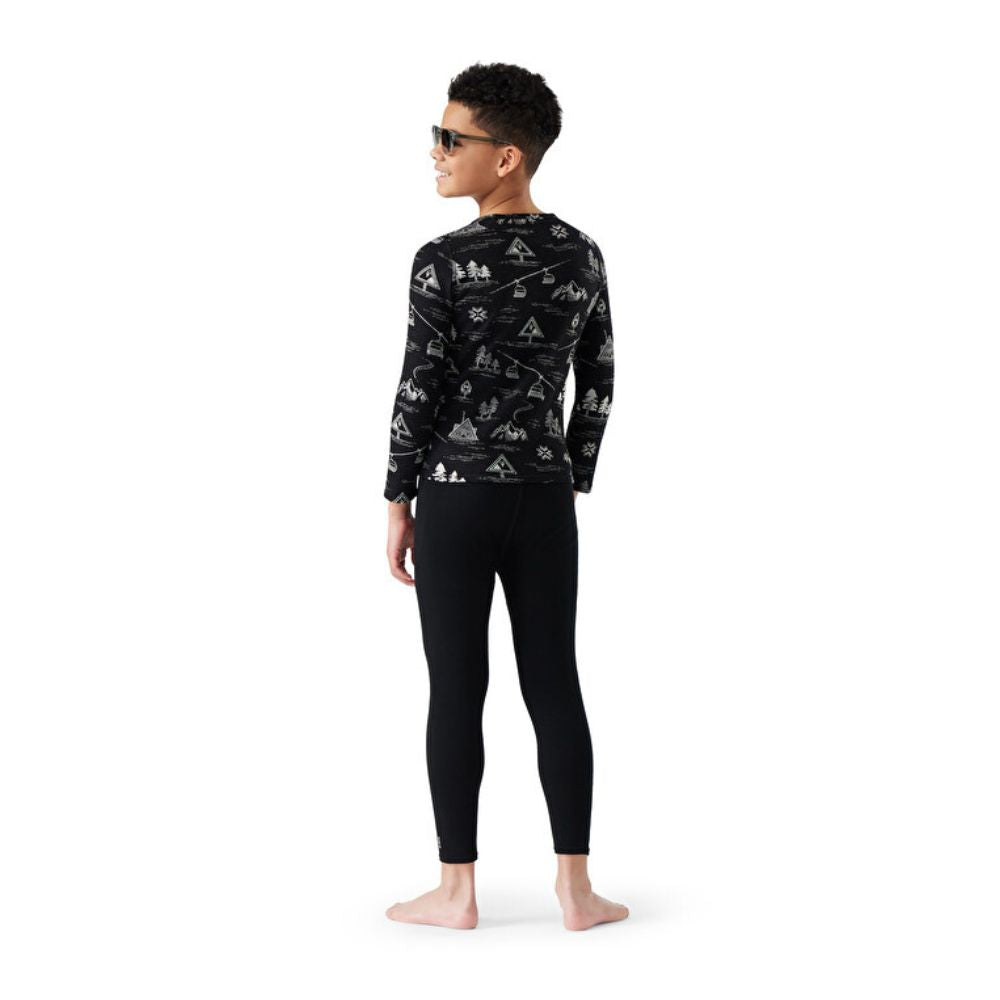 Smartwool Kids Merino Base Layer Thermal Top - Black Ski Day