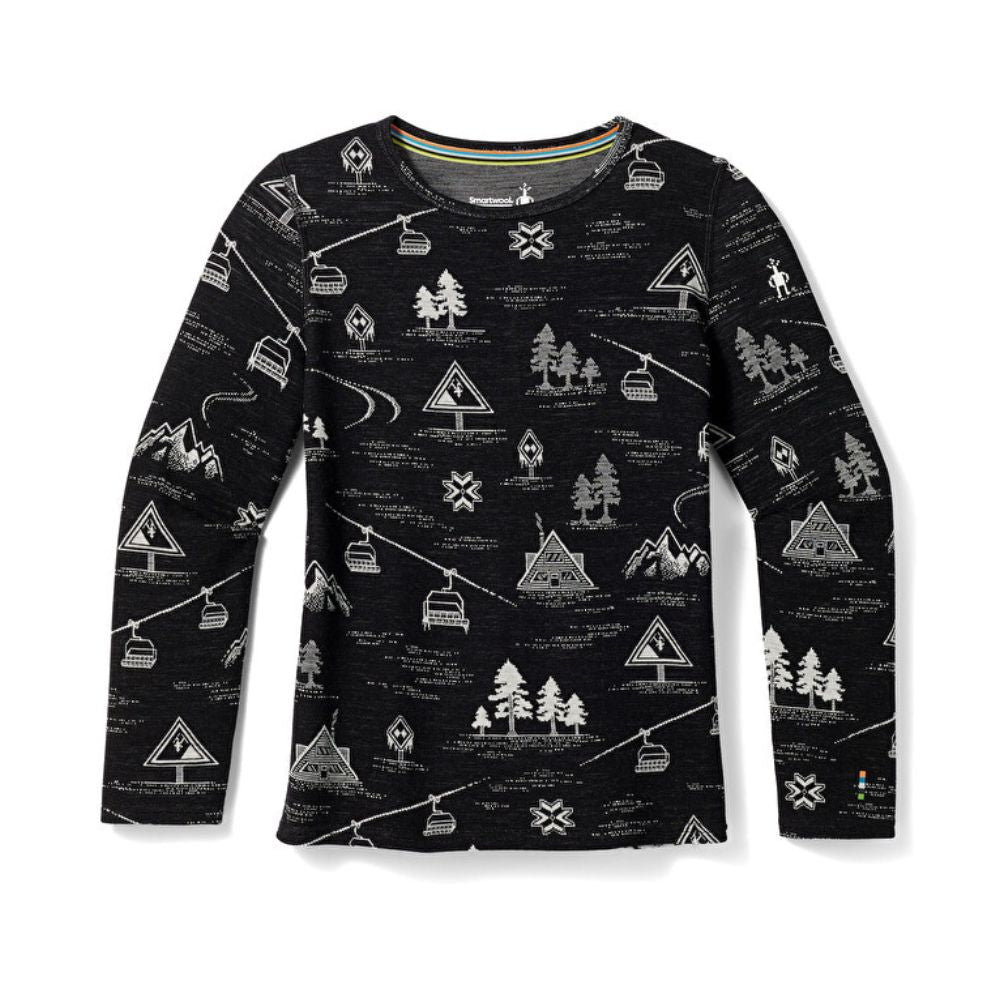 Smartwool Kids Merino Base Layer Thermal Top - Black Ski Day