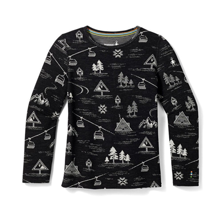 Smartwool Kids Merino Base Layer Thermal Top - Black Ski Day