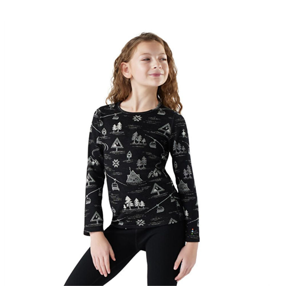 Smartwool Kids Merino Base Layer Thermal Top - Black Ski Day