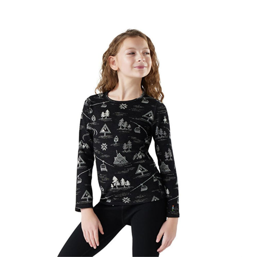 Smartwool Kids Merino Base Layer Thermal Top - Black Ski Day
