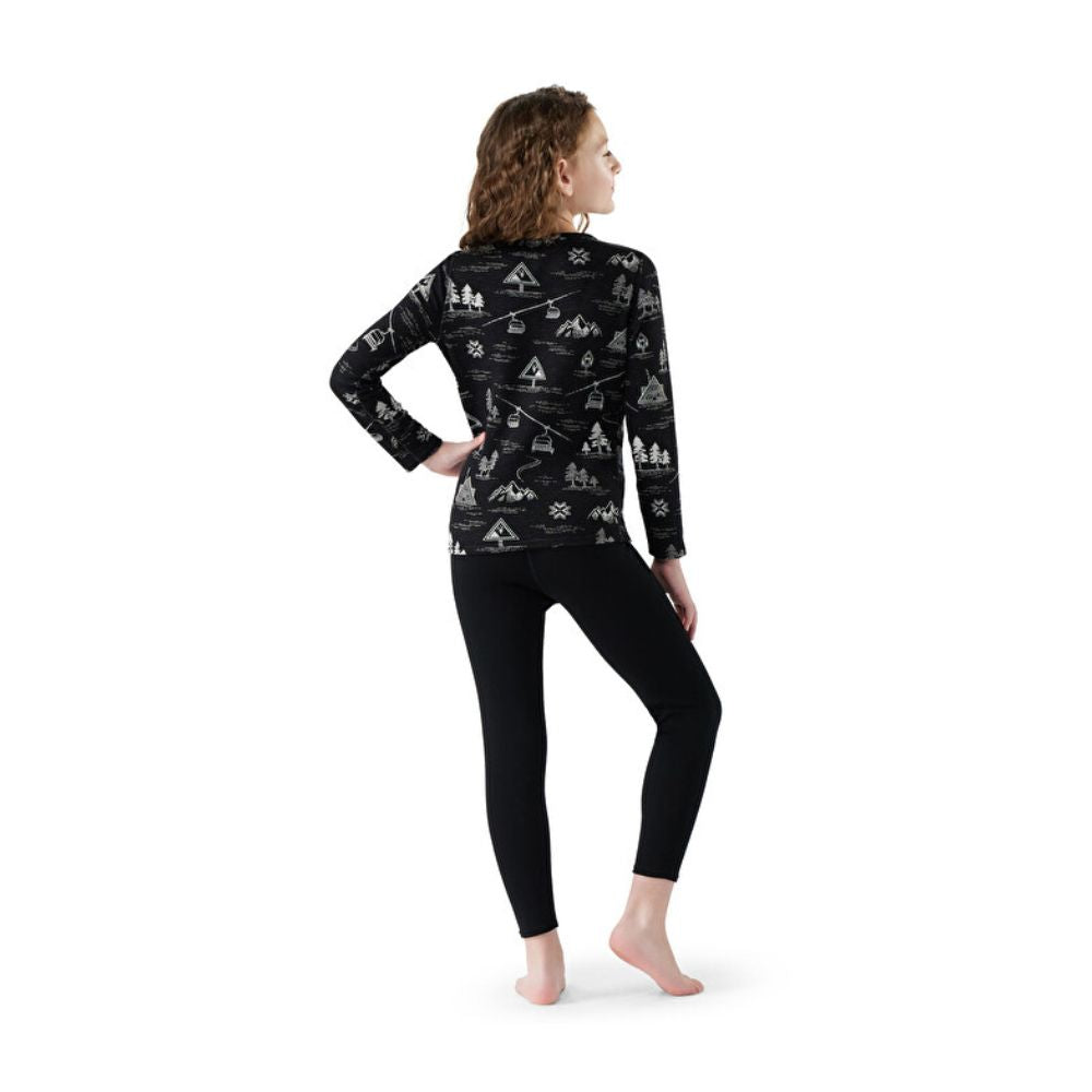 Smartwool Kids Merino Base Layer Thermal Top - Black Ski Day